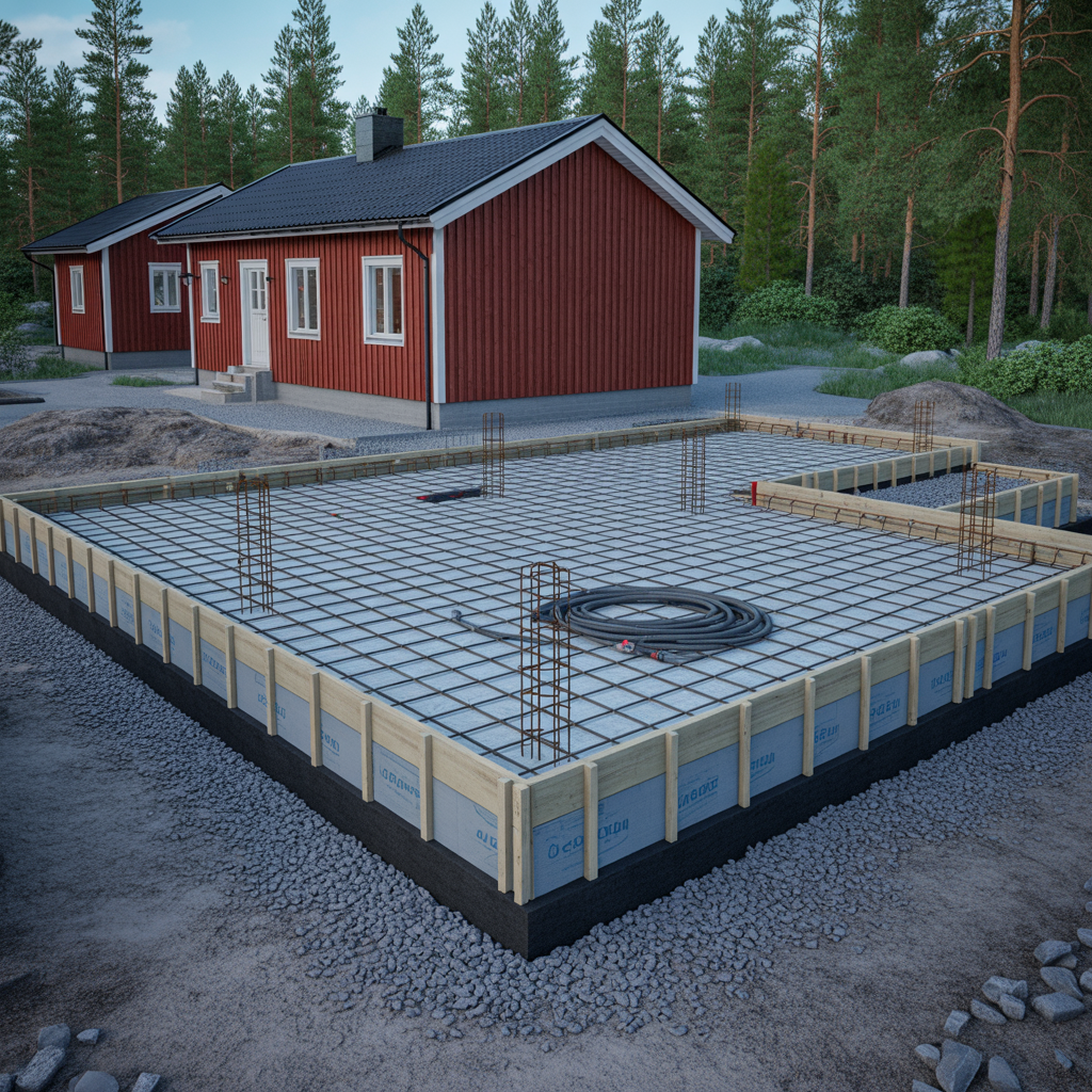gjut betongplatta till garage kostnad tjocklek isolering