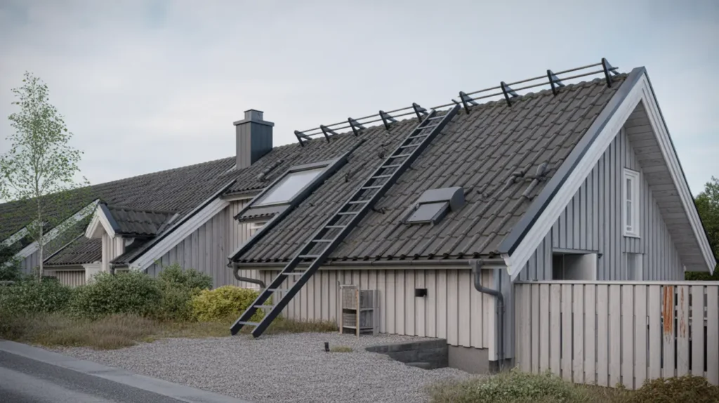 takoml ggning med ny taks kerhet p radhus i riksten tullinge